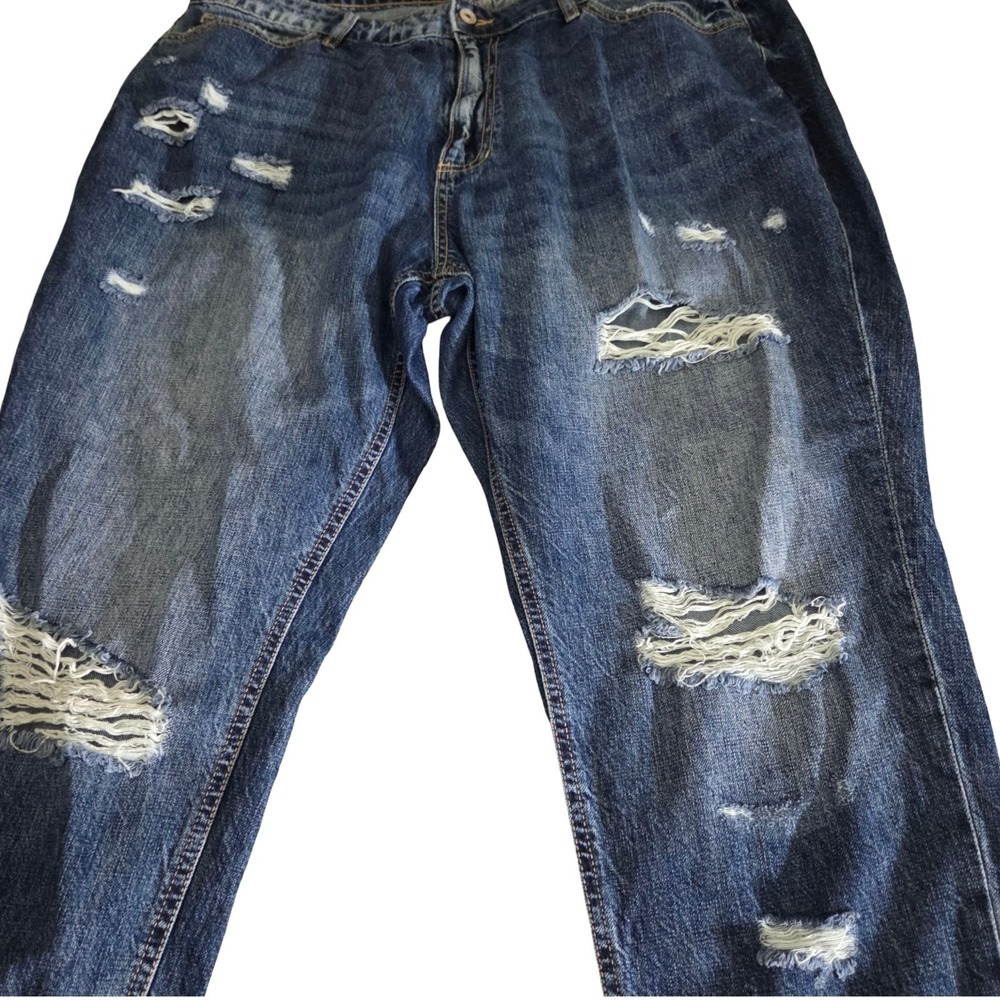 KanCan Distressed Jeans Women's XL Blue Stretch Denim Ripped‎ Skinny Trendy - Picture 2 of 8